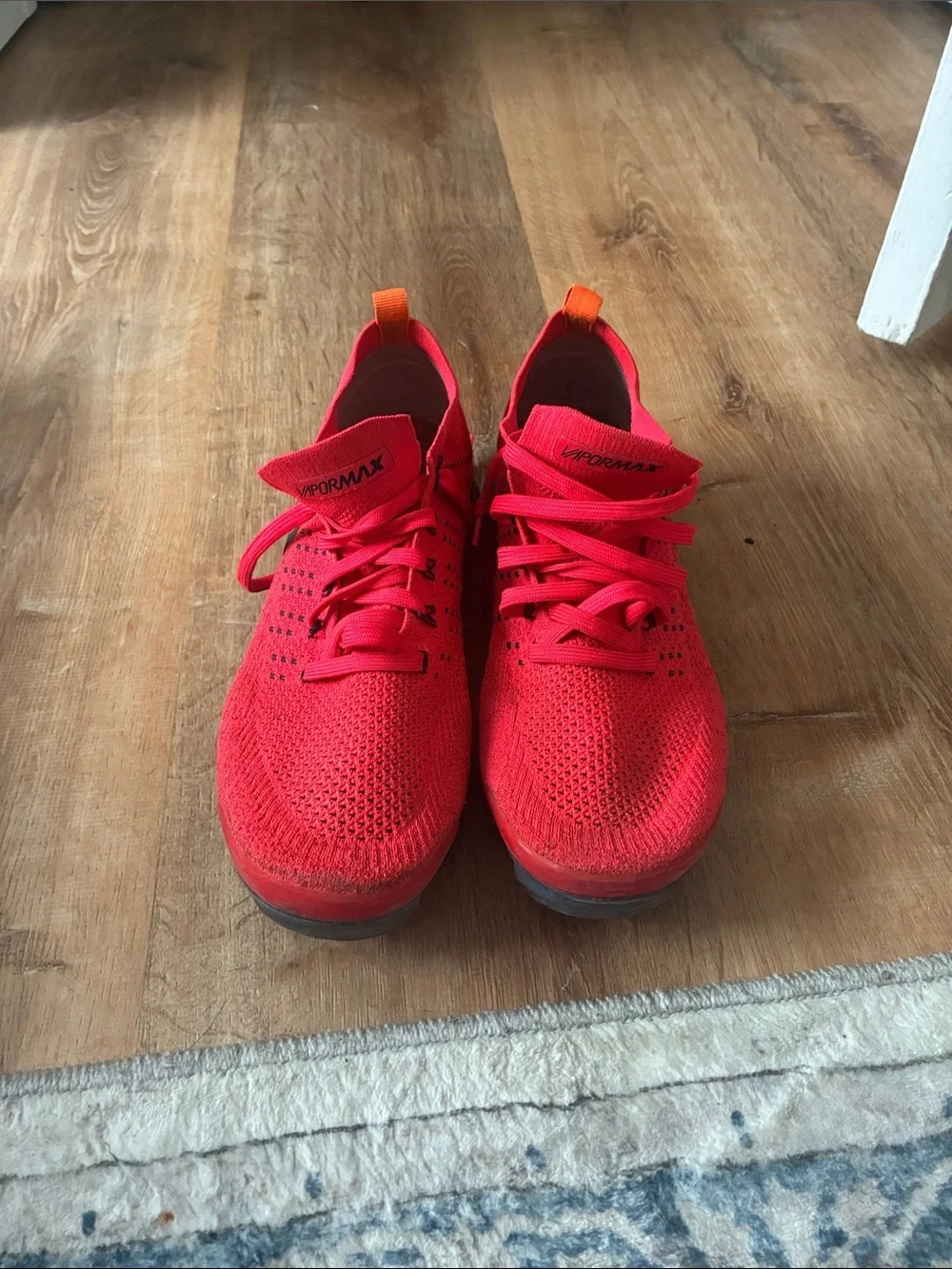 Nike Kids Bright Red Knit Sneakers with Orange Heel Tab